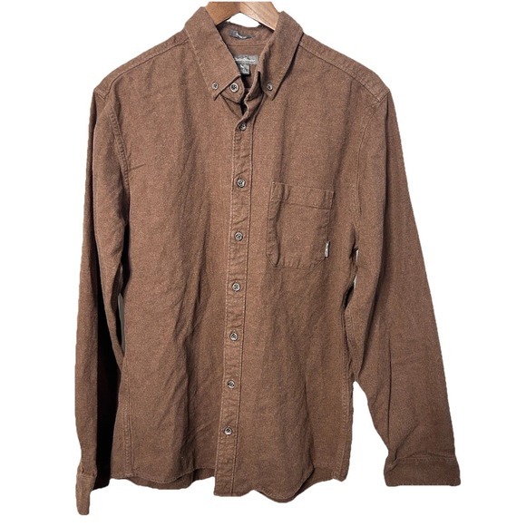 Eddie Bauer Men's Button Down Brown‎ Shirt Sz TL Workwear Business Office Casual - Picture 1 of 10
